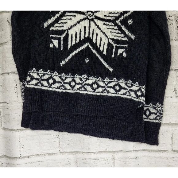 Abercrombie & Fitch Women's Knitted Sweater Black Snowflake Size Large Fuzzy - Picture 4 of 7